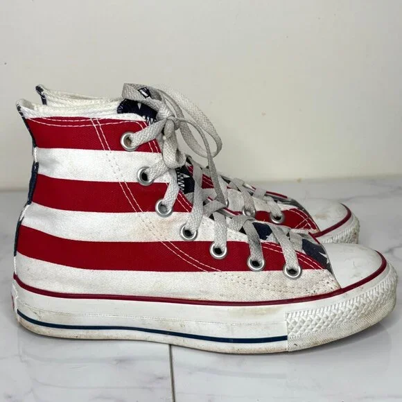 Vintage Converse Chuck Taylor All Star American Flag High Tops Sneakers M 3 W 5 - Picture 7 of 10